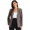 image:imageAllegra K Womens Notched Lapel One Button Boyfriend Blazer Suit Houndstooth Work Office Blazers JacketBlack Brown