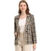 image:imageAllegra K Womens Notched Lapel One Button Boyfriend Blazer Suit Houndstooth Work Office Blazers JacketBrown Black
