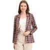 image:imageAllegra K Womens Notched Lapel One Button Boyfriend Blazer Suit Houndstooth Work Office Blazers JacketBrown Red