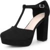 image:imageAllegra K Womens Platform Chunky Heel Mary Janes Pumps Retro TStrap Round Toe Ankle Strap Dress Heels PumpBlack