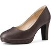 image:imageAllegra K Womens Round Toe Chunky Heel Platform PumpsDark Brown