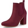 image:imageAllegra K Womens Round Toe Chunky High Heels Ankle Chelsea BootsBurgundy