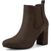 image:imageAllegra K Womens Round Toe Chunky High Heels Ankle Chelsea BootsCoffee