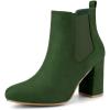 image:imageAllegra K Womens Round Toe Chunky High Heels Ankle Chelsea BootsGreen