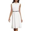 image:imageAllegra K Work Dress for Women Sleeveless Button Decor Belted A Line Business Casual DressesCream White