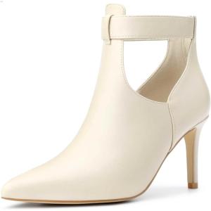 image:imageAllegra K Back Zip Stiletto Heel Pointy Toe Booties for WomenBeige