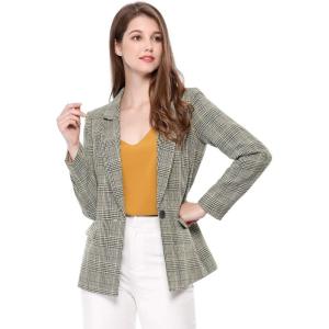 image:imageAllegra K Womens Notched Lapel One Button Boyfriend Blazer Suit Houndstooth Work Office Blazers JacketBlack