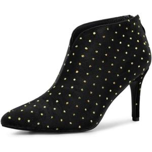 image:imageAllegra K Womens V Cutout Pointed Toe Heel Ankle BootsBlack