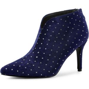 image:imageAllegra K Womens V Cutout Pointed Toe Heel Ankle BootsBlue