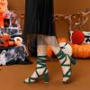 image:imageAllegra K Womens Crisscross Lace Up Green Chunky Heel Sandals  9 m US