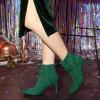 image:imageAllegra K Womens Pointy Toe Buckle Cross Straps Stiletto Heel Ankle BootsEmerald Green