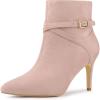 image:imageAllegra K Womens Pointy Toe Buckle Cross Straps Stiletto Heel Ankle BootsDust Pink