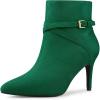 image:imageAllegra K Womens Pointy Toe Buckle Cross Straps Stiletto Heel Ankle BootsEmerald Green