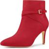 image:imageAllegra K Womens Pointy Toe Buckle Cross Straps Stiletto Heel Ankle BootsRed