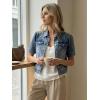 image:imageAllegra K Casual Jean Jacket for Womens Short Puff Sleeves ButtonDown Denim JacketGrey Blue