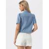 image:imageAllegra K Casual Jean Jacket for Womens Short Puff Sleeves ButtonDown Denim JacketLight Blue