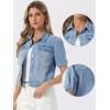image:imageAllegra K Casual Jean Jacket for Womens Short Puff Sleeves ButtonDown Denim JacketLight Blue