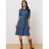 image:imageAllegra K Denim Dress for Womens Long Sleeve Button Down ALine Belted Classic Jean DressesBlue