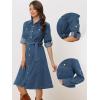 image:imageAllegra K Denim Dress for Womens Long Sleeve Button Down ALine Belted Classic Jean DressesBlue