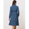 image:imageAllegra K Denim Dress for Womens Long Sleeve Button Down ALine Belted Classic Jean DressesBlue
