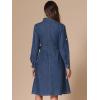 image:imageAllegra K Denim Dress for Womens Long Sleeve Button Down ALine Belted Classic Jean DressesDark Blue