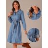 image:imageAllegra K Denim Dress for Womens Long Sleeve Button Down ALine Belted Classic Jean DressesLight Blue