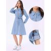 image:imageAllegra K Denim Dress for Womens Long Sleeve Button Down ALine Belted Classic Jean DressesSky Blue