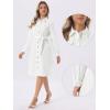 image:imageAllegra K Denim Dress for Womens Long Sleeve Button Down ALine Belted Classic Jean DressesWhite