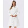 image:imageAllegra K Denim Dress for Womens Long Sleeve Button Down ALine Belted Classic Jean DressesWhite