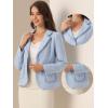 image:imageAllegra K Tweed Blazer for Womens Notch Lapel Long Sleeve 2025 Fall Elegant Business Casual JacketBlue