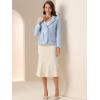 image:imageAllegra K Tweed Blazer for Womens Notch Lapel Long Sleeve 2025 Fall Elegant Business Casual JacketBlue