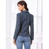 image:imageAllegra K Tweed Blazer for Womens Notch Lapel Long Sleeve 2025 Fall Elegant Business Casual JacketDark Blue