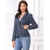 image:imageAllegra K Tweed Blazer for Womens Notch Lapel Long Sleeve 2025 Fall Elegant Business Casual JacketDark Blue