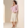 image:imageAllegra K Tweed Blazer for Womens Notch Lapel Long Sleeve 2025 Fall Elegant Business Casual JacketPink