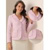 image:imageAllegra K Tweed Blazer for Womens Notch Lapel Long Sleeve 2025 Fall Elegant Business Casual JacketPink