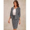 image:imageAllegra K Womens 2 Piece Tweed Skirt Set Suit Jacket Pencil Skirt Elegant Business Suits for Women 2025Black