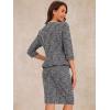 image:imageAllegra K Womens 2 Piece Tweed Skirt Set Suit Jacket Pencil Skirt Elegant Business Suits for Women 2025Black