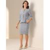 image:imageAllegra K Womens 2 Piece Tweed Skirt Set Suit Jacket Pencil Skirt Elegant Business Suits for Women 2025Gray Blue