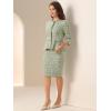 image:imageAllegra K Womens 2 Piece Tweed Skirt Set Suit Jacket Pencil Skirt Elegant Business Suits for Women 2025Green