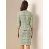 image:imageAllegra K Womens 2 Piece Tweed Skirt Set Suit Jacket Pencil Skirt Elegant Business Suits for Women 2025Green