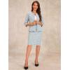 image:imageAllegra K Womens 2 Piece Tweed Skirt Set Suit Jacket Pencil Skirt Elegant Business Suits for Women 2025Light Blue
