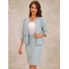 image:imageAllegra K Womens 2 Piece Tweed Skirt Set Suit Jacket Pencil Skirt Elegant Business Suits for Women 2025Light Blue