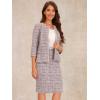 image:imageAllegra K Womens 2 Piece Tweed Skirt Set Suit Jacket Pencil Skirt Elegant Business Suits for Women 2025Pink