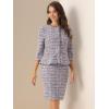 image:imageAllegra K Womens 2 Piece Tweed Skirt Set Suit Jacket Pencil Skirt Elegant Business Suits for Women 2025Purple