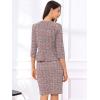 image:imageAllegra K Womens 2 Piece Tweed Skirt Set Suit Jacket Pencil Skirt Elegant Business Suits for Women 2025Red