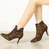 image:imageAllegra K Womens Bow Pointed Toe Stiletto Heel Ankle BootsLeopard
