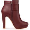image:imageAllegra K Womens Chunky High Heels Platform Bow Decor Ankle BootsBurgundy
