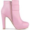 image:imageAllegra K Womens Chunky High Heels Platform Bow Decor Ankle BootsPink