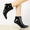 image:imageAllegra K Womens Clear Heel Pointed Toe Chunky Heels Ankle BootsBlack