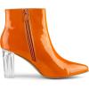 image:imageAllegra K Womens Clear Heel Pointed Toe Chunky Heels Ankle BootsOrange